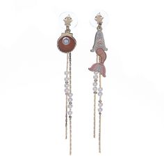 Серьги из бижутерного сплава с эмалью/жемчугом Moon Paris Botanika