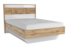 Двуспальная кровать Аризона 1400х2000 мм, Дуб Ватан/Белый лак, Без подъемного механизма Milana