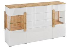 Комод 2-е двери 4-е ящика 1909.М1 Дуб Ватан/Белый лак, Без подсветки Milana