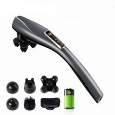 Ручной массажер для тела Charge massage rod с дисплеем и с 6 насадками, черный Baziator