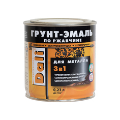 Грунт-эмаль по ржавчине Dali 3 в 1, глянцевая, 0,23 л, зеленый мох
