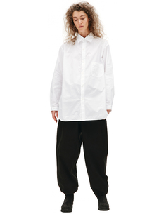 Белая хлопковая рубашка с карманом Yohji Yamamoto