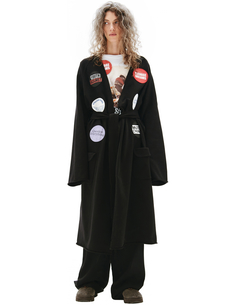 Черное пальто с нашивками RAF Simons