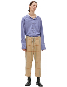 Шерстяные брюки в клетку на кулиске Greg Lauren