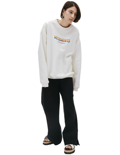 Белый свитшот с радужным логотипом Vetements