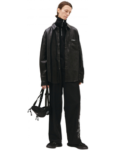 Кожаная рубашка с логотипом Vetements