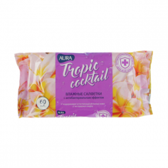 Салфетки Aura Tropic Cocktail С антибактериальным эффектом, 60 шт
