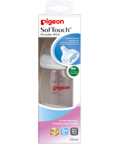 Pigeon Бутылочка для кормления SofTouch Peristaltic Plus 240мл, PP