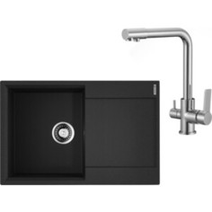 Кухонная мойка и смеситель Omoikiri Daisen 78 BL, РМС SL130, черная (4993327, SL130-015F)