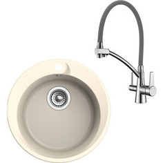Кухонная мойка и смеситель Ewigstein R-45, Lemark Comfort LM3071C-Gray крем/хром