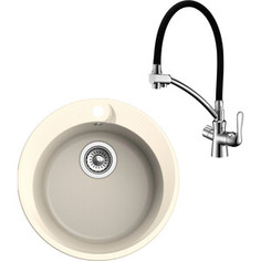 Кухонная мойка и смеситель Ewigstein R-45, Lemark Comfort LM3070C крем/хром