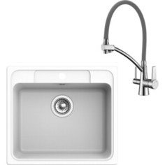 Кухонная мойка и смеситель Ewigstein E-60, Lemark Comfort LM3071C-Gray иней/хром