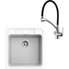 Кухонная мойка и смеситель Ewigstein E-50, Lemark Comfort LM3070C иней/хром