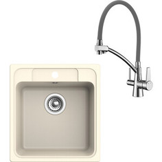 Кухонная мойка и смеситель Ewigstein E-50, Lemark Comfort LM3071C-Gray крем/хром