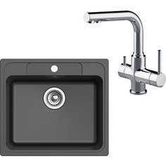 Кухонная мойка и смеситель Ewigstein E-60, Lemark Comfort LM3061C черная/хром