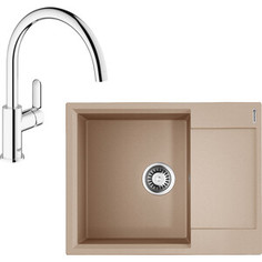 Кухонная мойка со смесителем Omoikiri Daisen 65 SA, Grohe BauEdge бежевая (4993685, 31367000)