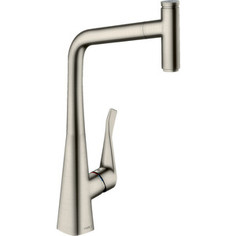 Смеситель для кухни Hansgrohe Metris Select с выдвижным изливом, хром матовый (73803800)