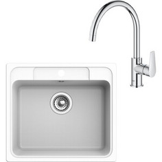 Кухонная мойка и смеситель Ewigstein E-60, Grohe BauEdge 31367001 иней/хром