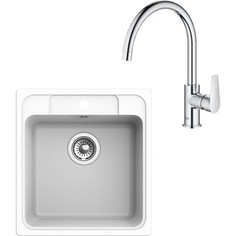 Кухонная мойка и смеситель Ewigstein E-50, Grohe BauEdge 31367001 иней/хром
