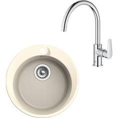Кухонная мойка и смеситель Ewigstein R-45, Grohe BauEdge 31367001 крем/хром