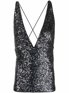 Pinko топ с V-образным вырезом и пайетками