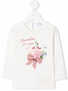 Monnalisa футболка с длинными рукавами и узором Monnalisa Winter Rose