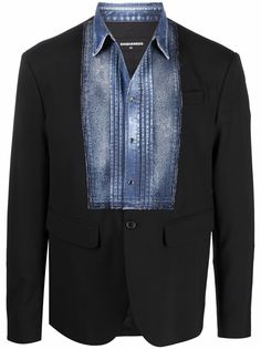 Dsquared2 пиджак со вставкой из денима