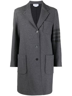 Thom Browne однобортное пальто с полосками 4-Bar