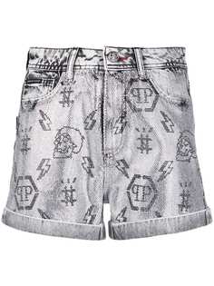Philipp Plein шорты с эффектом металлик