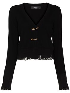 Versace укороченный кардиган с декором Safety Pin