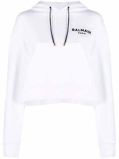 Balmain укороченное худи с логотипом