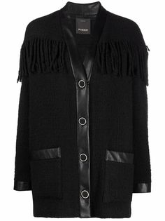 Pinko кардиган-пальто с V-образным вырезом и бахромой