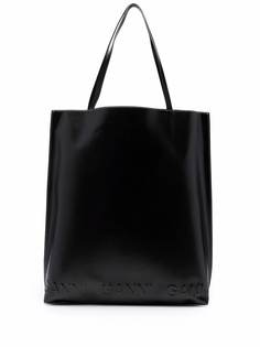 GANNI embossed-logo leather tote bag