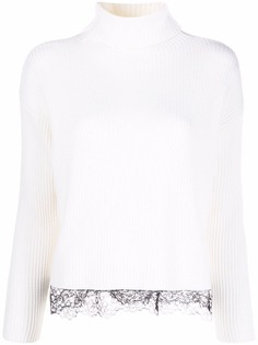 RED Valentino джемпер в рубчик с кружевным подолом