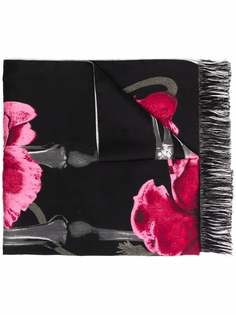 Alexander McQueen шарф с бахромой и цветочным узором