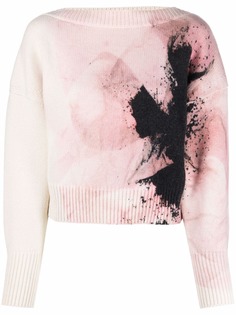 Alexander McQueen джемпер с вырезом-лодочкой и абстрактным принтом
