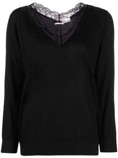 RED Valentino джемпер с кружевом и V-образным вырезом