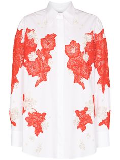 Valentino VLTN CLLR LS BD ROSE LACE OVERSIZE SHIRT