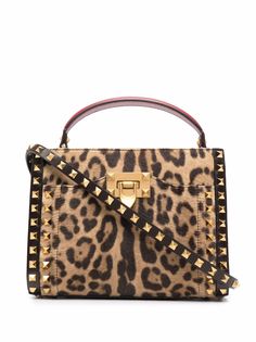Valentino Garavani сумка-тоут Rockstud с леопардовым принтом
