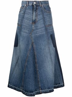 Alexander McQueen расклешенная джинсовая юбка миди