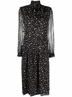 Saint Laurent шелковое платье с цветочным принтом