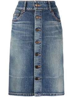 Saint Laurent джинсовая юбка с завышенной талией