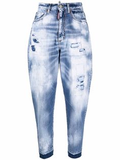Dsquared2 зауженные джинсы из вареного денима с завышенной талией