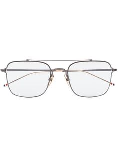 Thom Browne Eyewear солнцезащитные очки в квадратной оправе с полосками RWB
