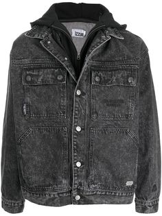 izzue джинсовая куртка с капюшоном и эффектом потертости