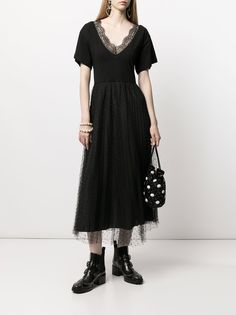RED Valentino кружевное платье миди из тюля