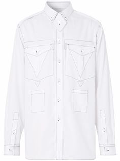 Burberry рубашка с декоративной строчкой