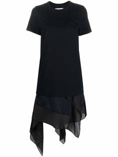 sacai платье-футболка с драпировкой