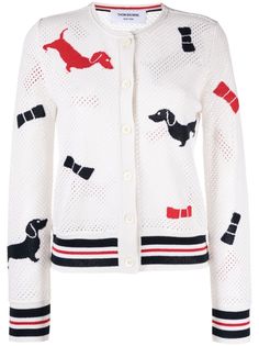 Thom Browne сетчатый кардиган с принтом Hector