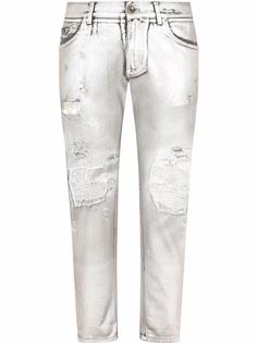 Dolce & Gabbana укороченные джинсы с эффектом потертости